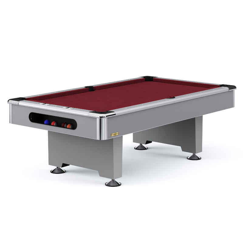 Stradivari Billardtisch "Club Pro" in Grau, Simonis 860 Red, 9 ft (Spielfeld
