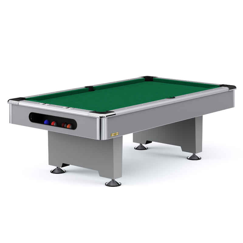 Stradivari Billardtisch "Club Pro" in Platingrau, EuroSpeed Grün, 7 ft
