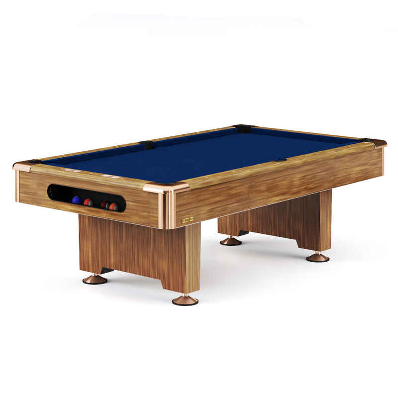 Stradivari Billardtisch "Club Pro" in Eiche Natur, Anti-Fleck Blau, 7 ft