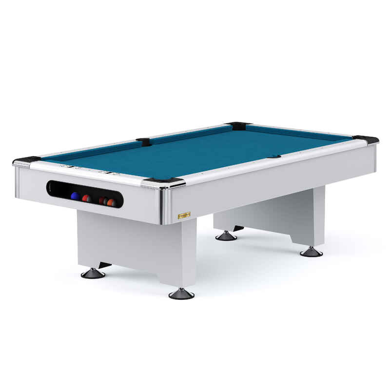 Stradivari Billardtisch "Club Pro" in Weiß, Simonis 860 Tournament-Blue, 7 ft