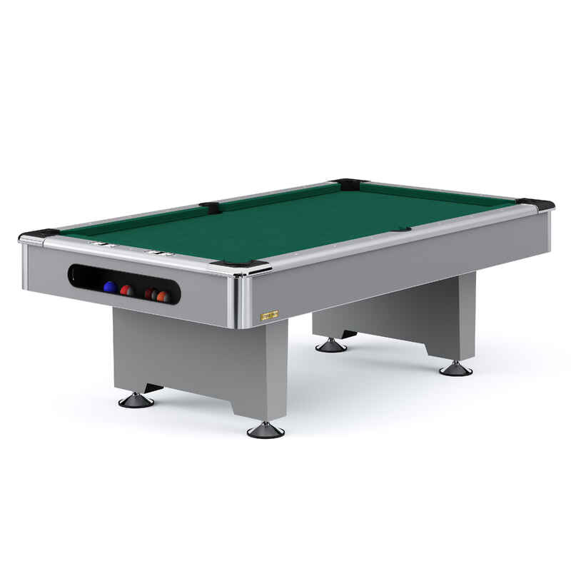 Stradivari Billardtisch "Club Pro" in Grau, Simonis 860 Yellow-Green, 7 ft