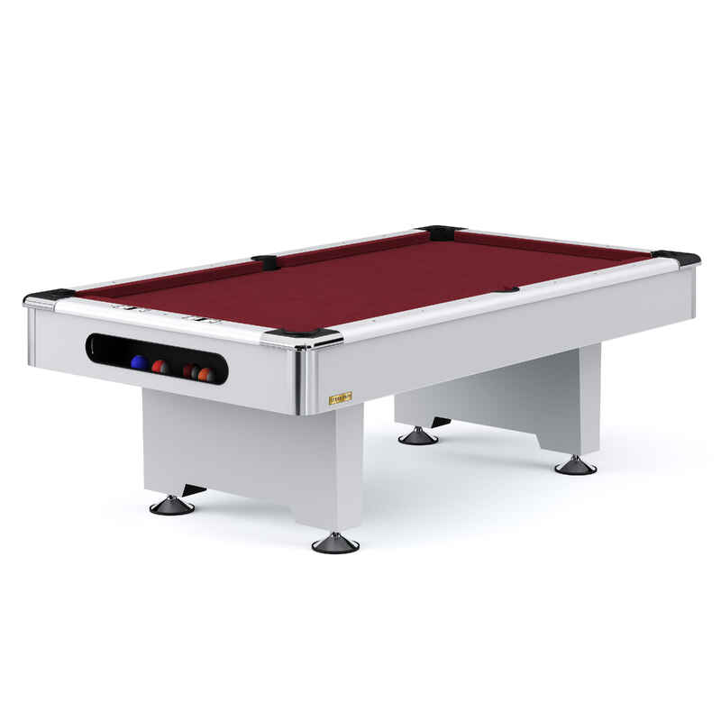 Stradivari Billardtisch "Club Pro" in Weiß, Simonis 860 Red, 7 ft (Spielfeld