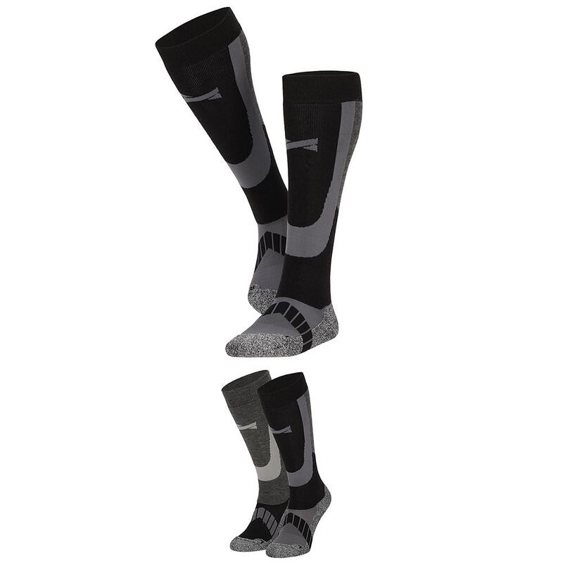 Skisocken / Snowboardsocken 6er-pack Herren und Damen - Merinowolle - Schwarz