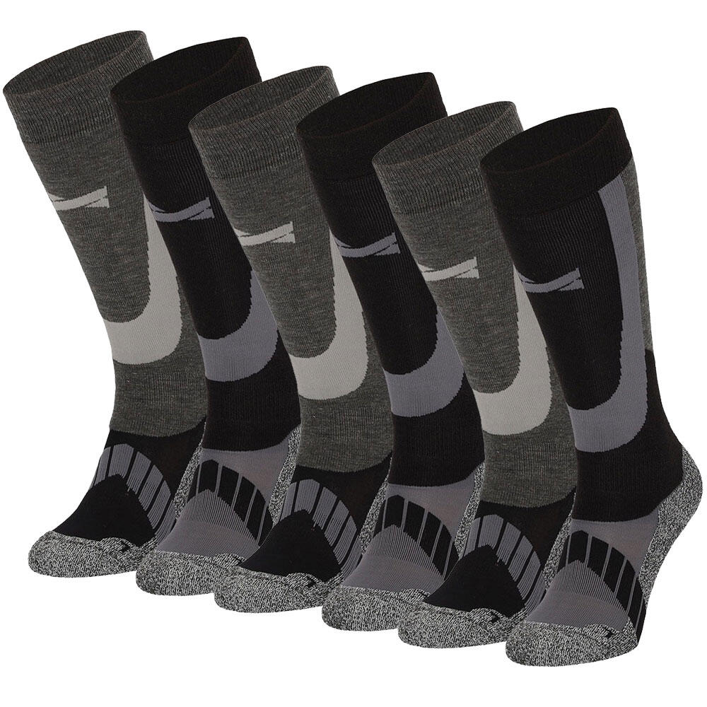 XTREME SOCKSWEAR Skisocken / Snowboardsocken 6er-pack Herren und Damen - Merinowolle - Schwarz