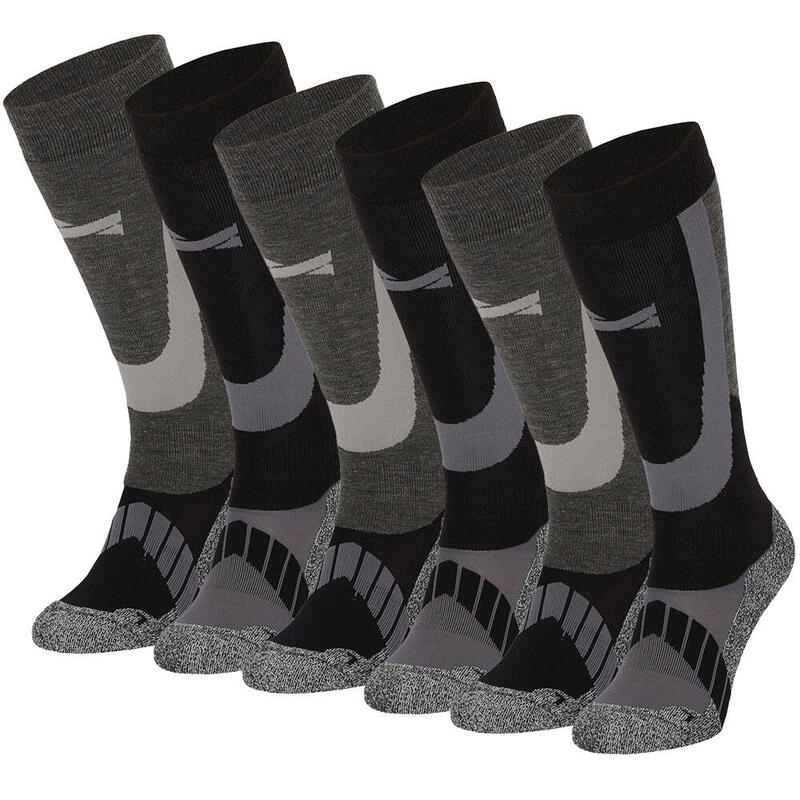 Xtreme Chaussettes de Ski Unisexe lot de 6 Multi Black