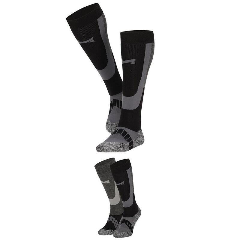 Skisocken / Snowboardsocken 2er-pack Herren und Damen - Merinowolle - Schwarz