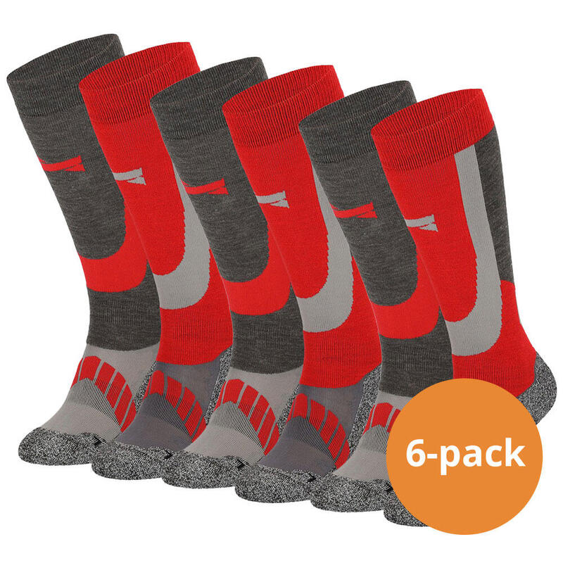 Xtreme Chaussettes de Ski Unisexe lot de 6 Multi-rouge