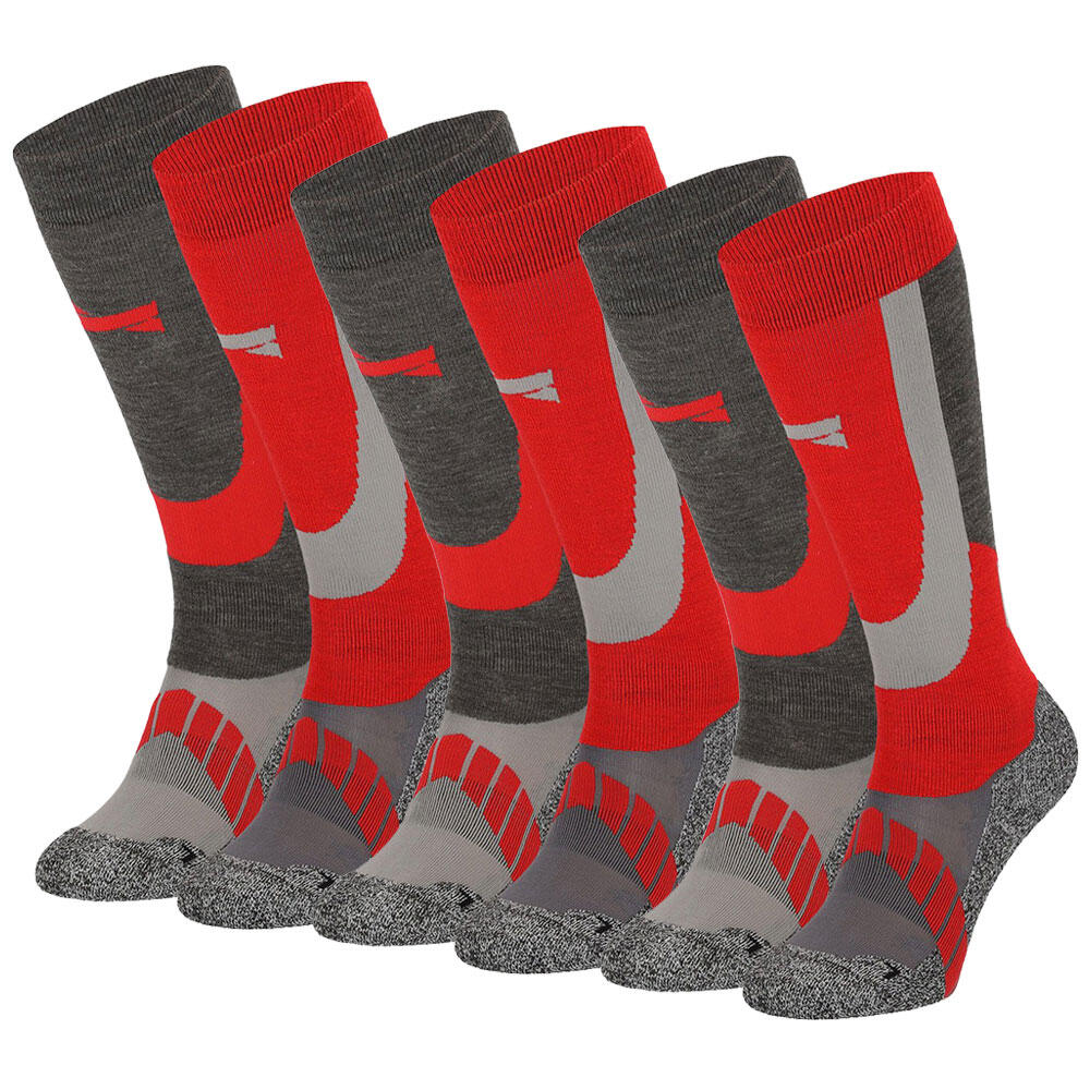 XTREME SOCKSWEAR   Skisocken / Snowboardsocken 6er-pack Herren und Damen - Merinowolle - Rot