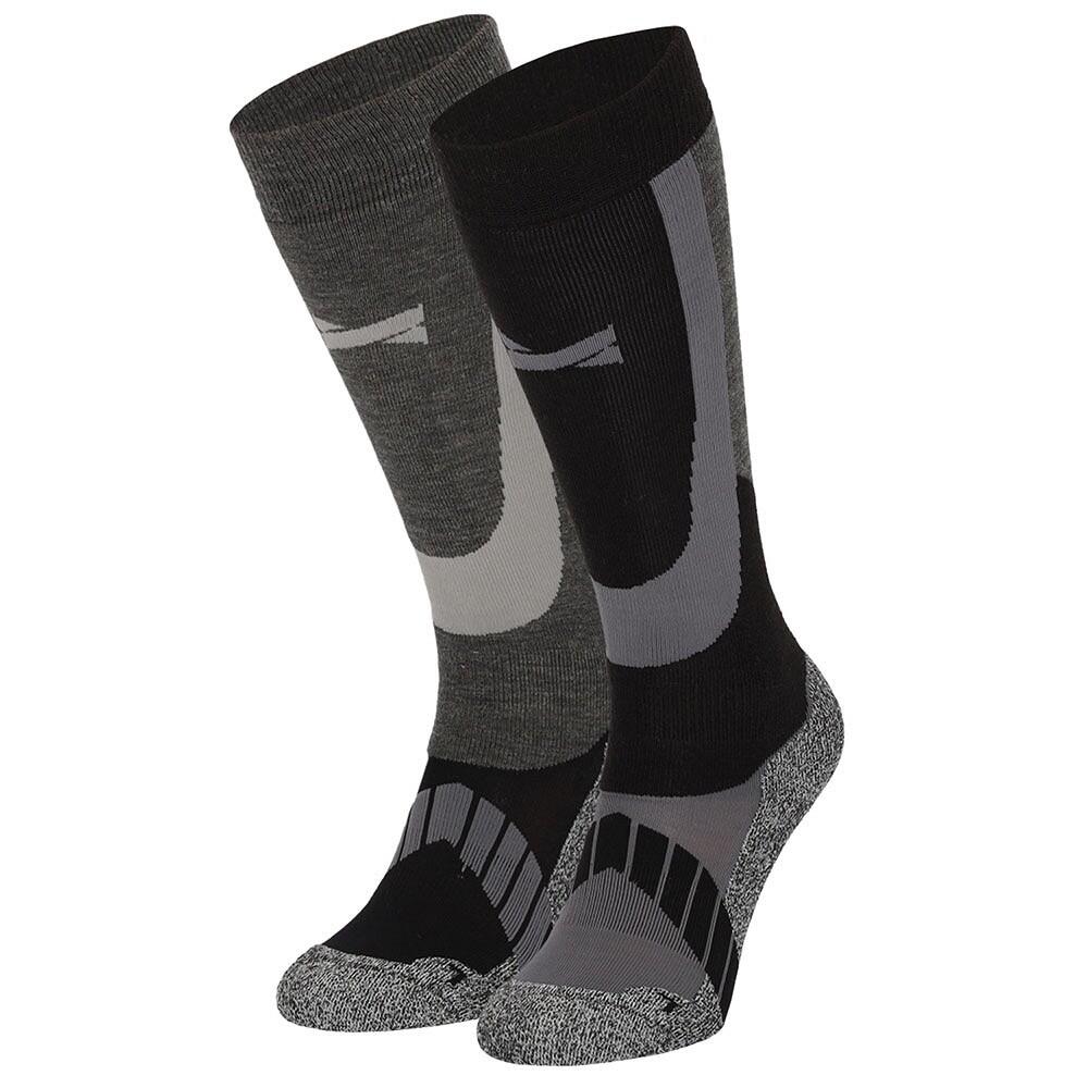 XTREME Skisocken / Snowboardsocken 2er-pack Herren und Damen - Merinowolle - Schwarz
