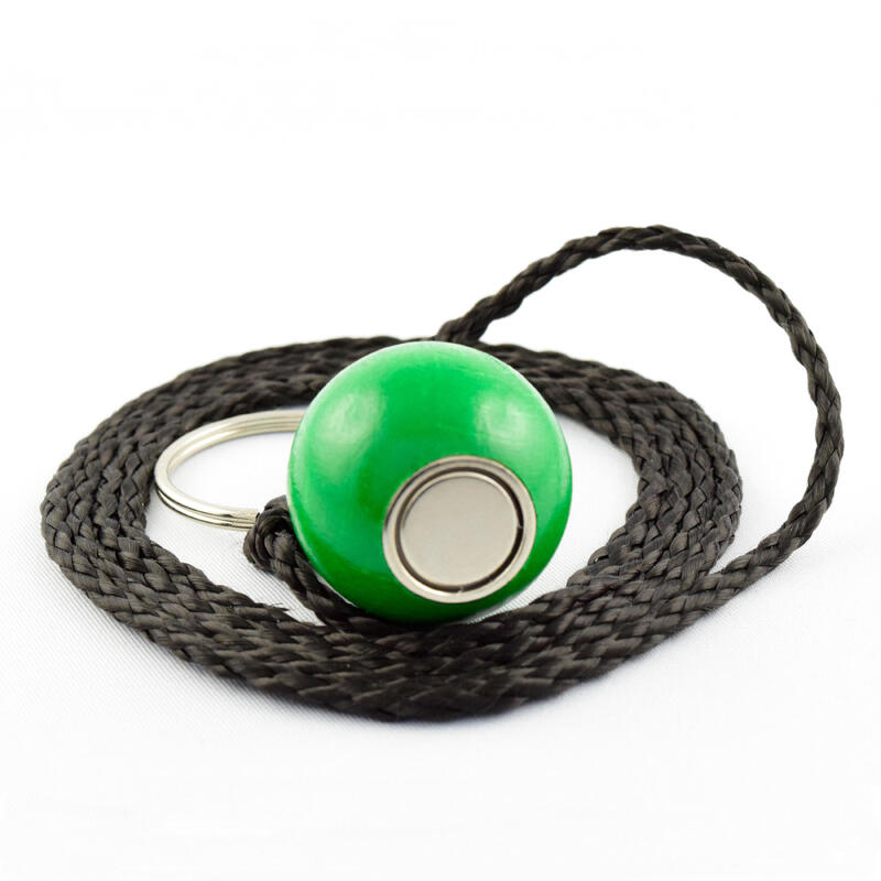 Kugelmagnet – Farbe Dunkelgrün, am Band mit starker Zugkraft ca. 8 kg