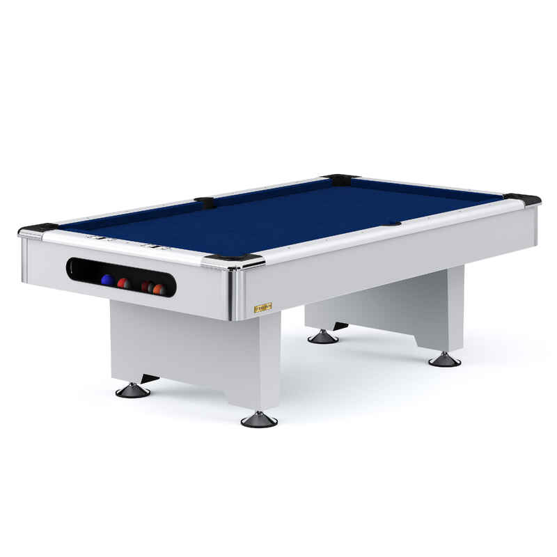 Stradivari Billardtisch "Club Pro" in Weiß, Anti-Fleck Blau, 7 ft (Spielfeld