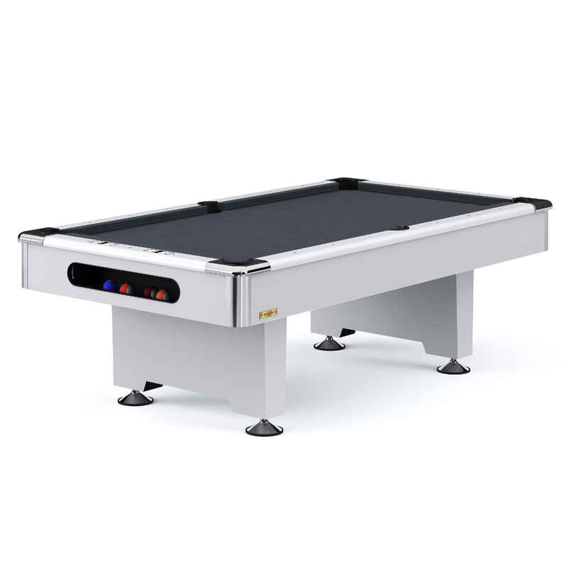 Stradivari Billardtisch "Club Pro" in Weiß, Anti-Fleck Grau, 8 ft (Spielfeld