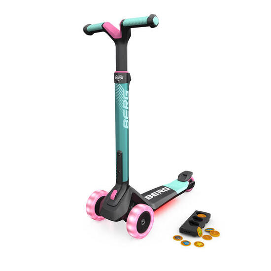 Trottinette pliable BERG Nexo 3 roues avec roues LED et deck magnétique Menthe