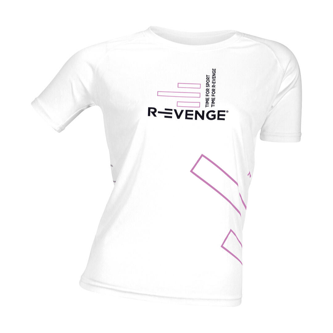 R-EVENGE Dámské tričko s krátkým rukávem pro fitness, běh, kardio, volný čas, bíla
