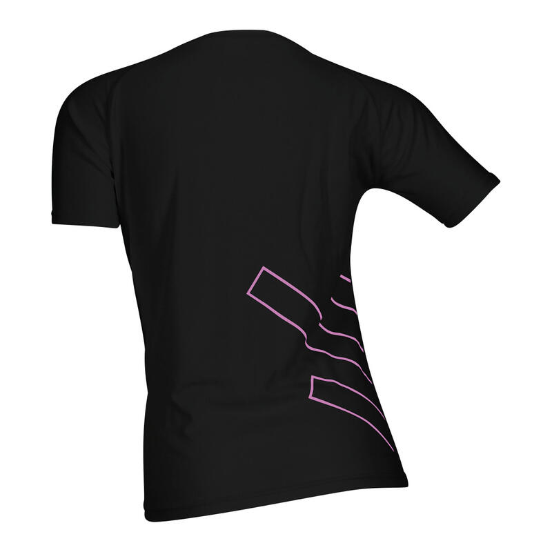 Camiseta de manga corta mujer fitness running cardio negra