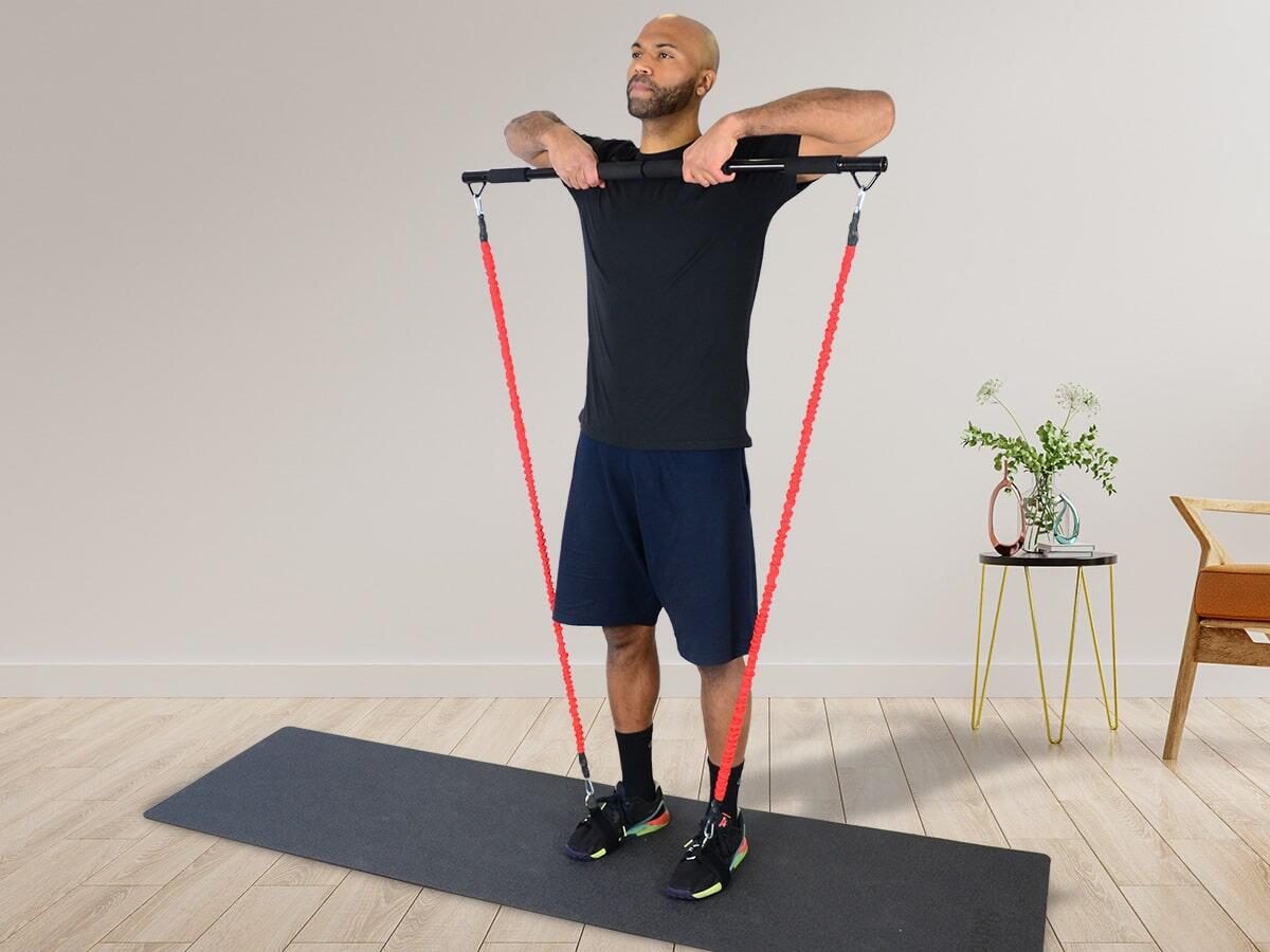 Bandas de resistencia múltiple con barra - Entrenamiento de Fuerza 4/8