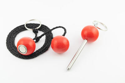 Boule Pétanque Sparset Rot -1 Kugelmagnet – 1 Kreiszeichner – 1 Zielkugel