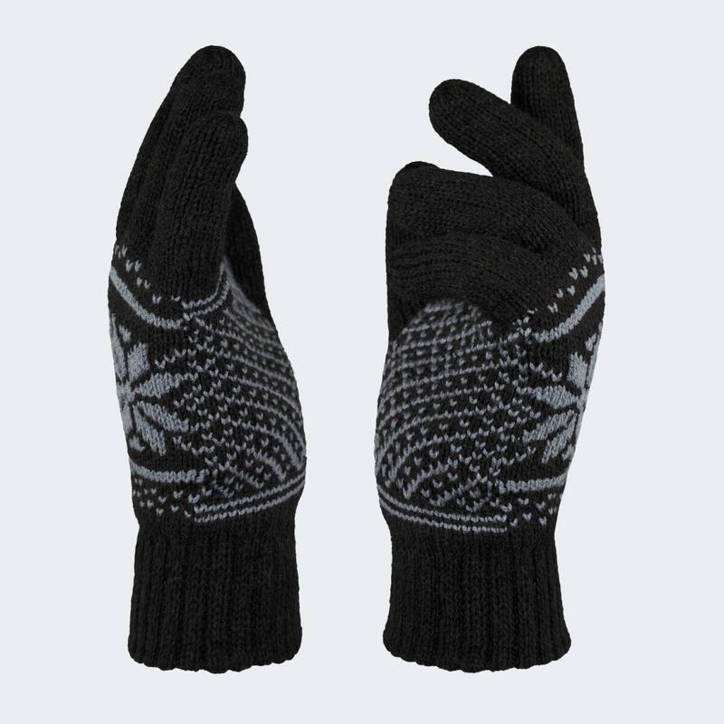 Thermostrickhandschuhe | Damen und Herren | Schwarz mit Muster