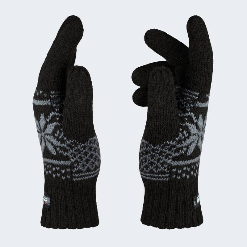 Thermostrickhandschuhe | Damen und Herren | Schwarz mit Muster