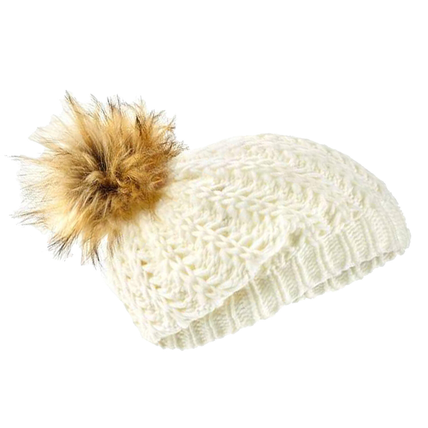 TARJANE Strickmütze mit Fellbommel | Damen | Weiß