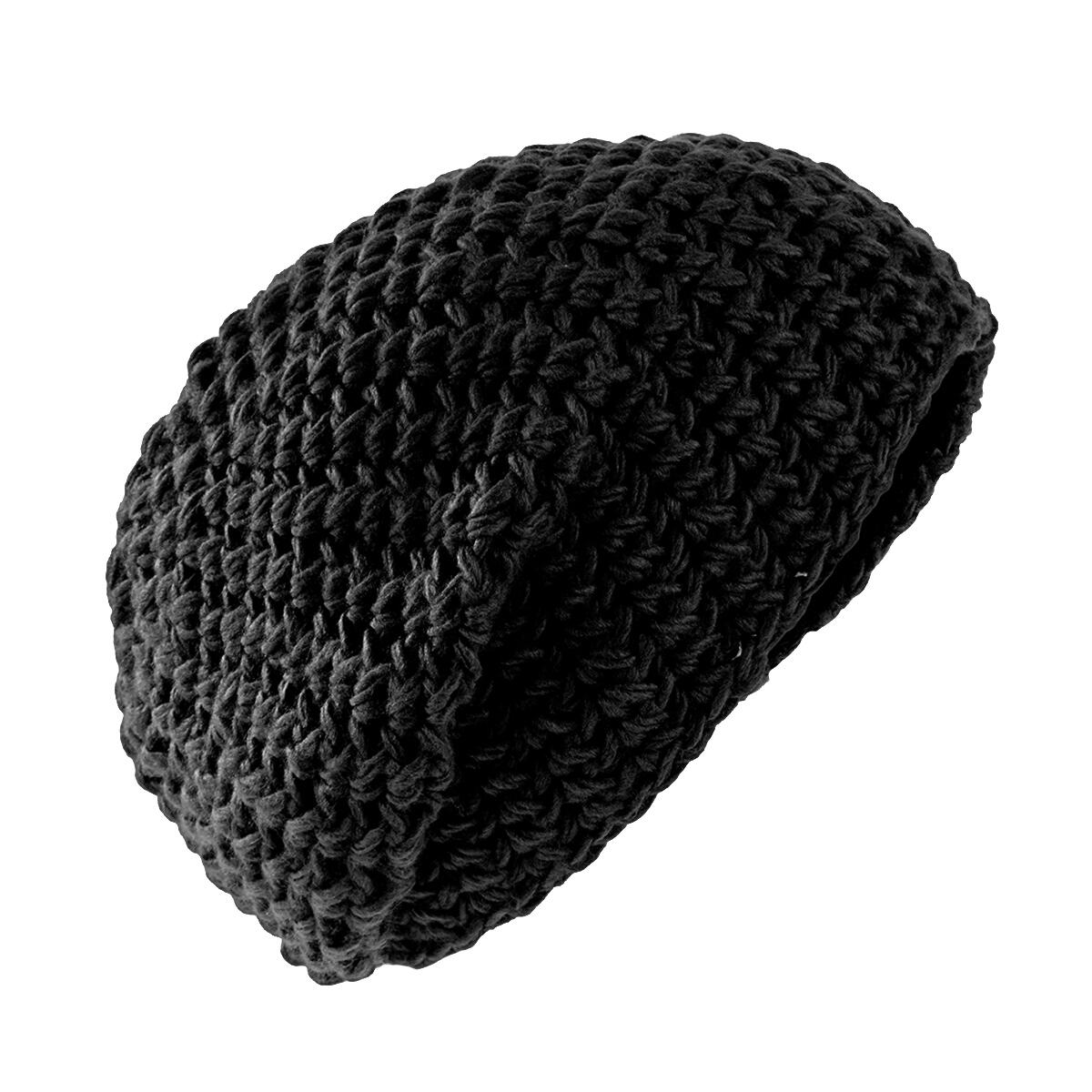 TARJANE Oversize Häkelbeanie | Black