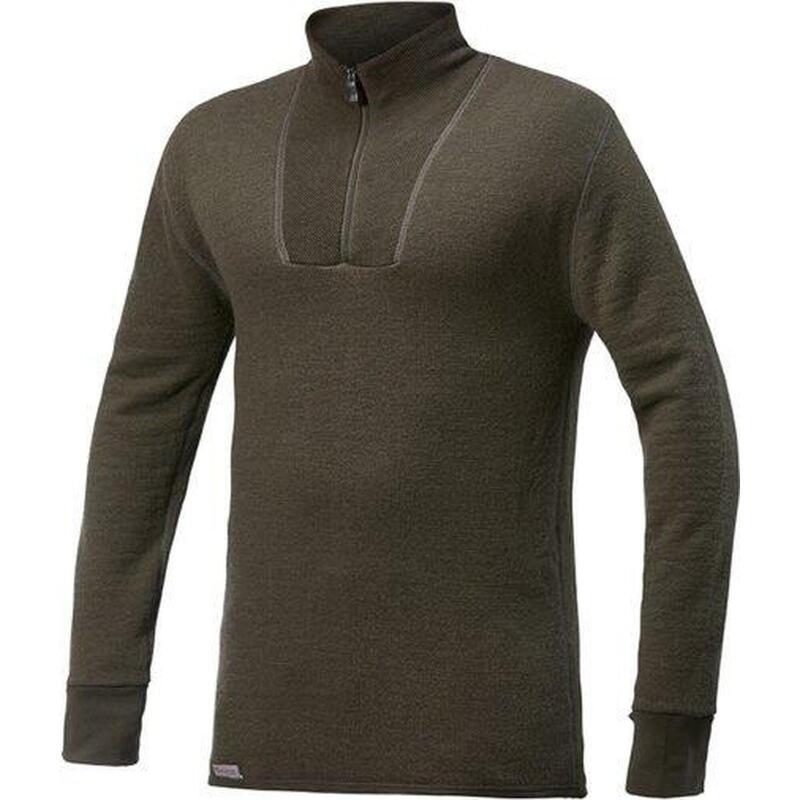 Woolpower Merino Mid Layer Zip Turtleneck 400 - Vert Pin