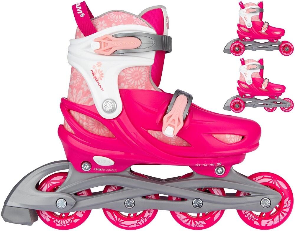NIJDAM Nijdam - Floral switch - 3 in 1 inline skate - Verstelbaar