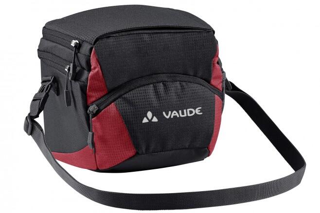 Saco de guiador vaude ontour box m (klickfix pronto) preto/carmine