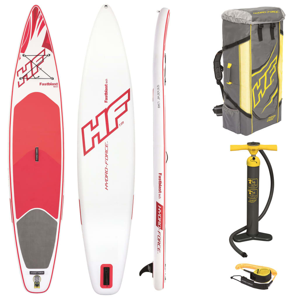 BESTWAY Hydro Force Fastblast Tech SUP Stand Up Paddleboard Set Red 12 ft 6 Inch
