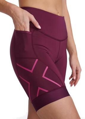 2xu dames core 7 inch tri short - mulberry/festival - maat xs