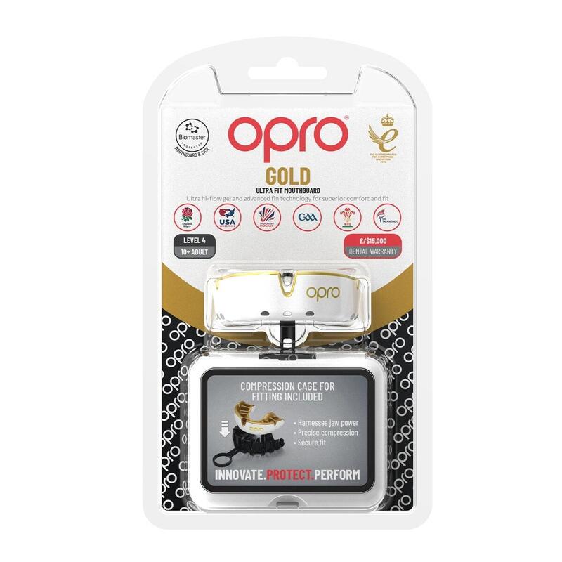 OPRO Gebitsbeschermer Self-Fit Gold-Edition V2 Wit/Goud Senior