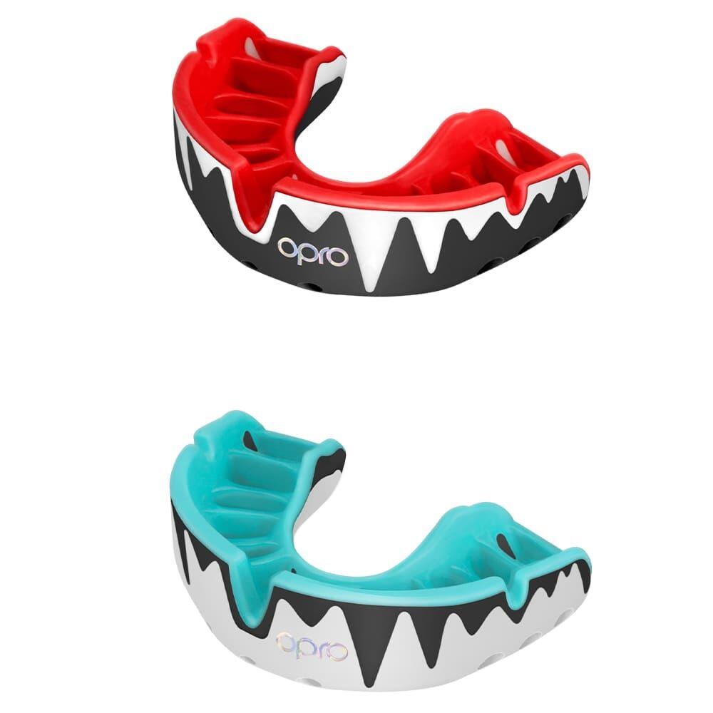 White/Black/Mint Opro Platinum Fangz Self-Fit Mouth Guard 1/5