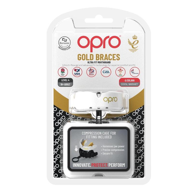 OPRO Gebitsbeschermer Voor Beugel Self-Fit Gold-Edition V2 Wit/Goud Senior