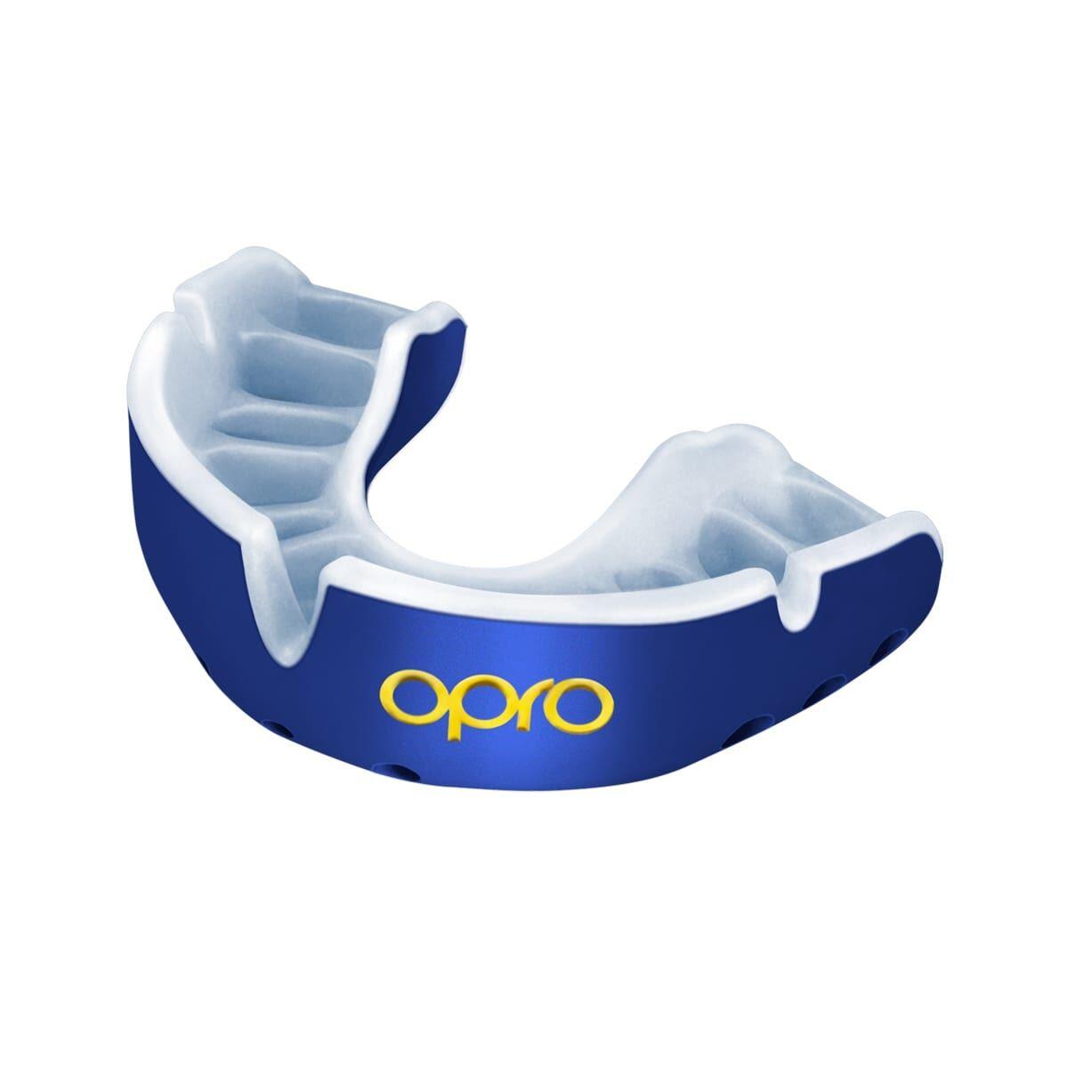 Blue/Pearl Opro Gold Self-Fit Mouth Guard 1/7