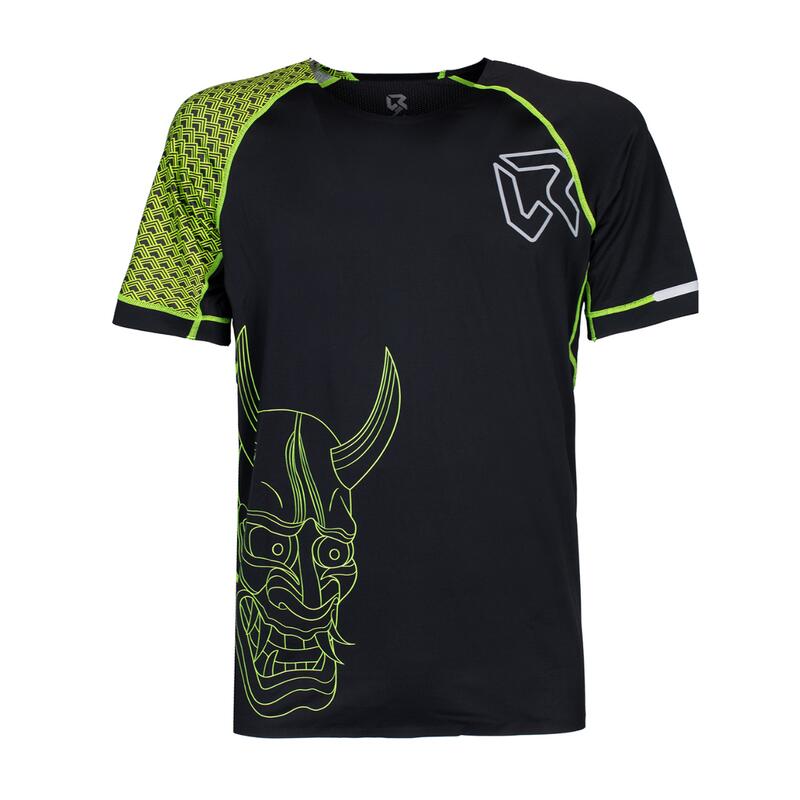 T-shirt trail running uomo Daisuke O.P. nera gialla fluo