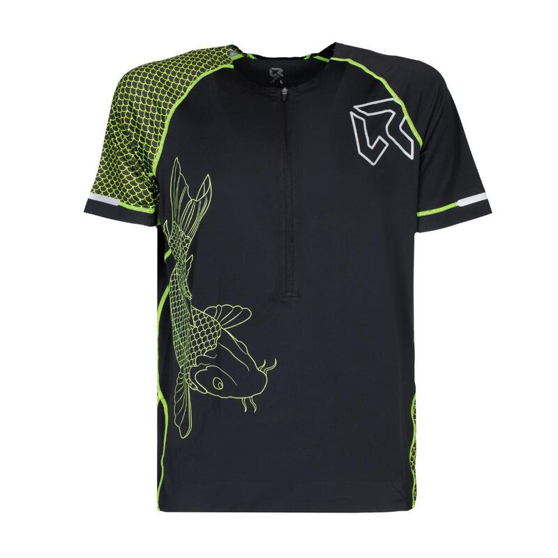 T-shirt half-zip trail running uomo Daisuke O.P. nera gialla fluo