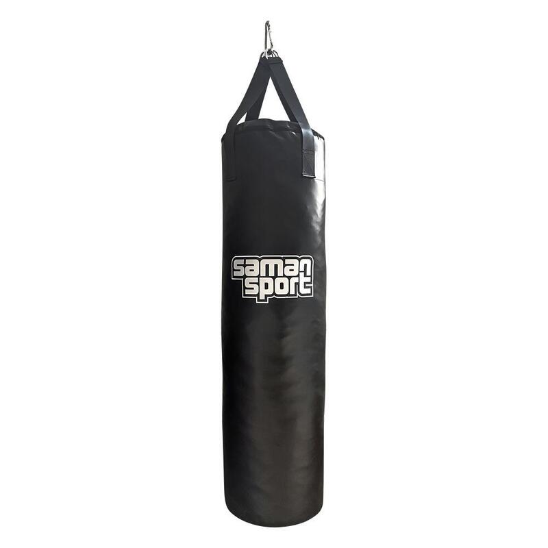 Boxzsák, Samansport Slim, 140x35 cm, ponyva, fekete, hevederrel