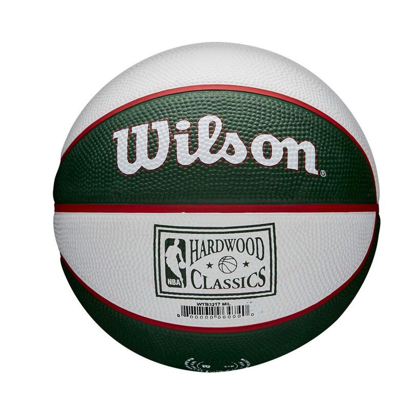 Mini bola de basquetebol Wilson NBA Team Retro Milwaukee Bucks tamanho 3
