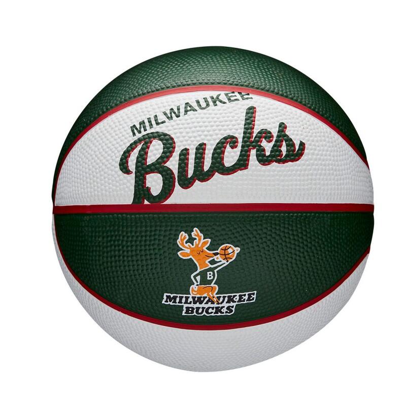 Mini bola de basquetebol Wilson NBA Team Retro Milwaukee Bucks tamanho 3