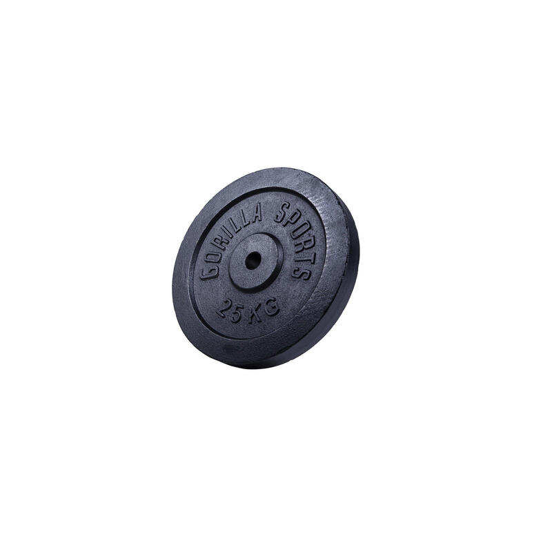 GORILLA SPORTS Hantelscheibe Guss Schwarz 1,25-30 KG