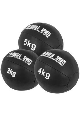 Medicijn bal set 12 kg - 3 trainings ballen - medicine ball - leer