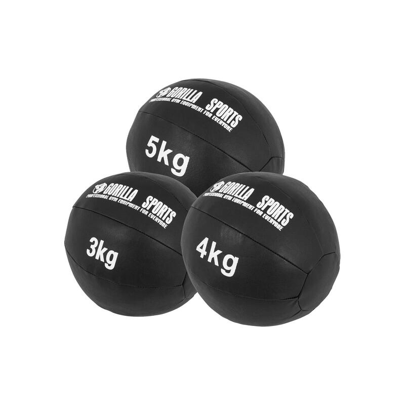 Medicijn Bal set 12 kg - 3 trainings Ballen - Medicine ball - Leer