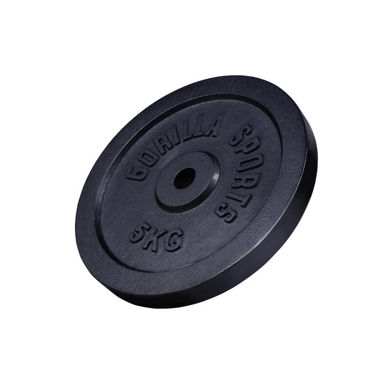 GORILLA SPORTS Hantelscheibe Guss Schwarz 1,25-30 KG