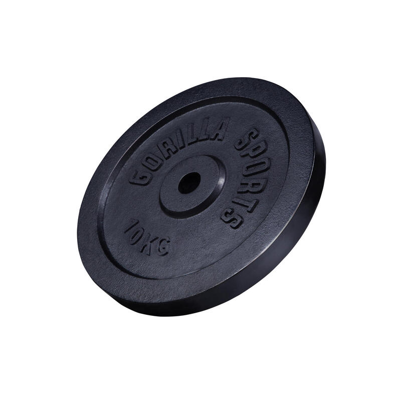 GORILLA SPORTS Hantelscheibe Guss Schwarz 1,25-30 KG