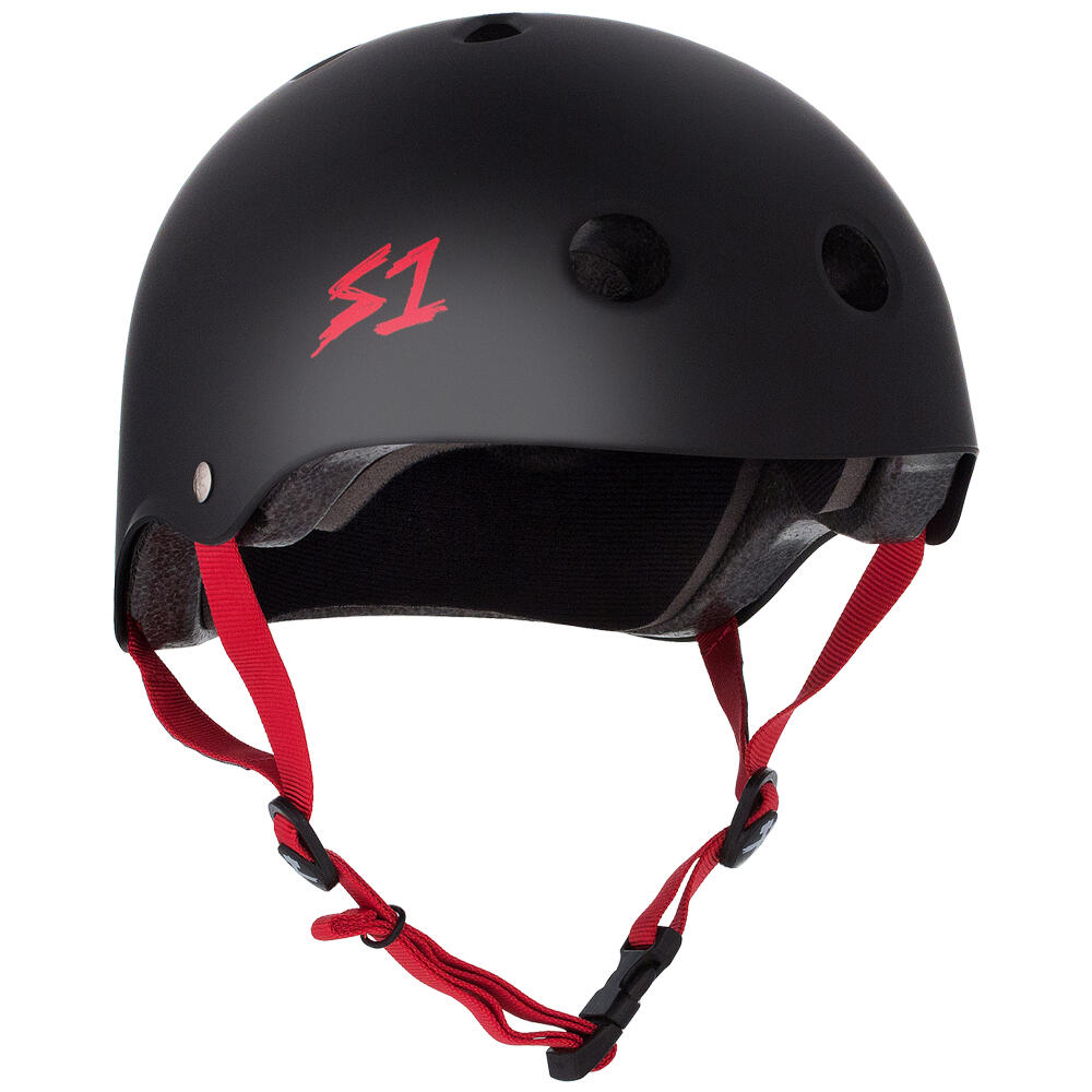 S1 HELMETS S1 LIFER HELMET - MULTI-IMPACT & HIGH-IMPACT CERTIFIED - MATT BLACK/RED STRAP