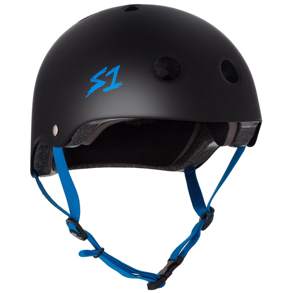 S1 HELMETS S1 LIFER HELMET - MULTI-IMPACT & HIGH-IMPACT CERTIFIED - MATT BLACK/CYAN STRAP