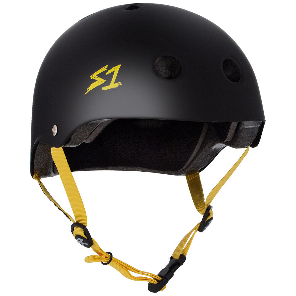 S1 LIFER HELMET - MULTI-IMPACT & HIGH-IMPACT CERTIFIED - MATT BLACK/YELLOW STRAP 1/5