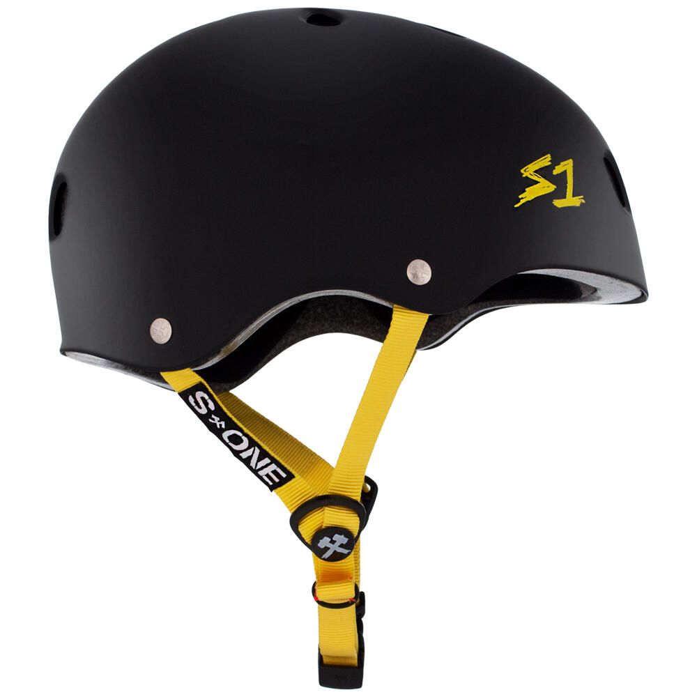 S1 LIFER HELMET - MULTI-IMPACT & HIGH-IMPACT CERTIFIED - MATT BLACK/YELLOW STRAP 3/5