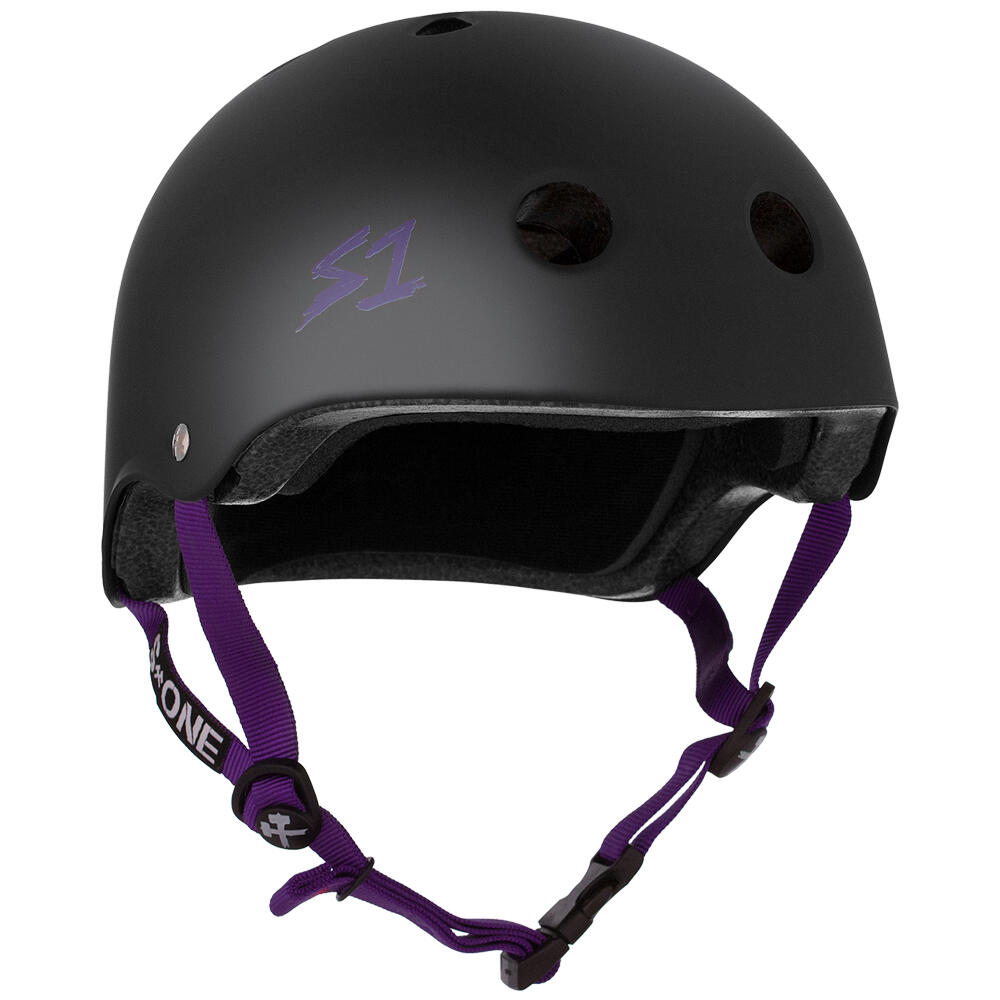 S1 HELMETS S1 LIFER HELMET - MULTI-IMPACT & HIGH-IMPACT CERTIFIED - MATT BLACK/PURPLE STRAP