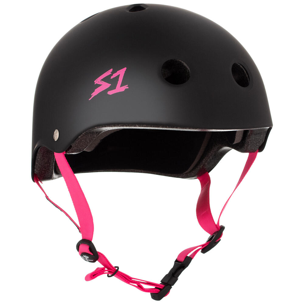 S1 HELMETS S1 LIFER HELMET - MULTI-IMPACT & HIGH-IMPACT CERTIFIED - MATT BLACK/PINK STRAP